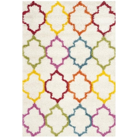 Safavieh Kids Shag Power Loomed Rectangle Rug- Ivory - Multi- 5 ft. 3 in. x 7 ft. 6 in. SGK569A-5